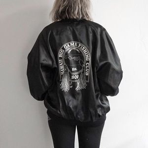 Vintage 1990s Hawaii Big Game Black Bomber Jacket